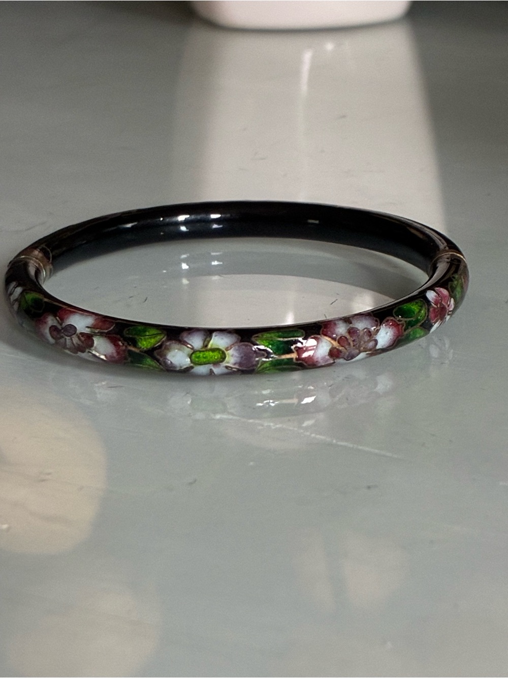 Vintage Cloisonné Enamel Floral Bangle
